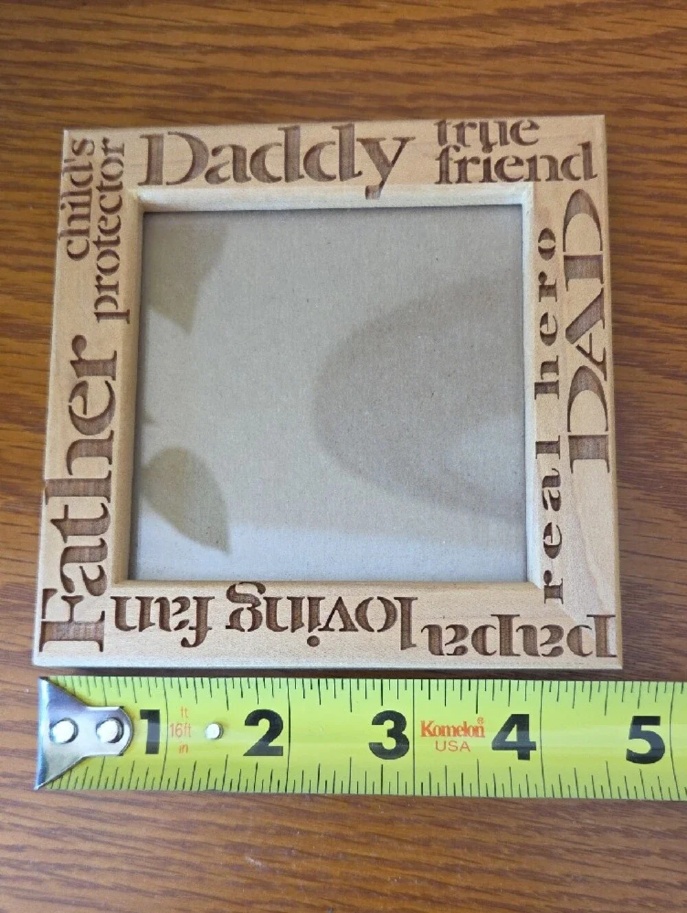 Natural Wood Dad-themed Square Picture Frame - Holds 3 1/2 X 3 1/2 Photo